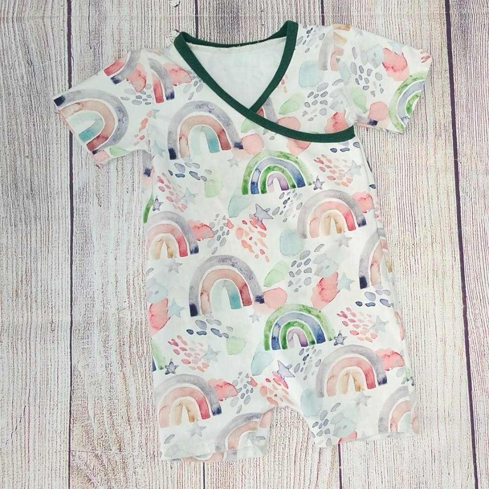Custom Made ADJUSTABLE Grow-With-Me Infant/Toddler Romper 6m-4+y Watercolor